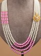 White And Pink Festive Wear Four Layered Mala